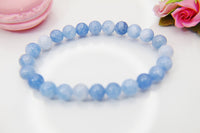 Gemstone Jade Aquamarine Bracelet, Natural Gemstone Jewelry N3776