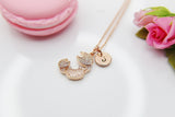 Mother's Day Necklace, Mother's Day Jewelry, Mother's Day Gift, Rose Gold Crab Necklace, Personalized Initial Necklace Gift, N3154