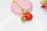 Halloween Necklace, Pumpkin Maple Leaf, Fall Autumn, Personalized, Christmas Gift, Birthday Gift, Appreciation Gift, Thank You Gift, N3694