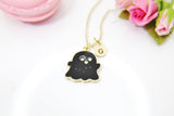 Halloween Necklace, Cute Black Ghost, Fall Autumn, Personalized, Christmas Gift, Birthday Gift, Appreciation Gift, Thank You Gift, N3695