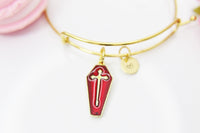Halloween Bracelet, Red Coffin Cross, Fall Autumn Gift, Personalized, Christmas Gift, Birthday Gift, Appreciation Gift, Thank You Gift N3699