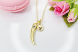 Italian Horn Necklace, Cubic Zirconia, Christmas Gift, Mentor Gift, Appreciation Gift, Thank You Gift, Secret Santa, Personalized,  N3800