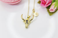 Longhorn Necklace, Cubic Zirconia, Christmas Gift, Mentor Gift, Appreciation Gift, Thank You Gift, Secret Santa, Personalized N3801