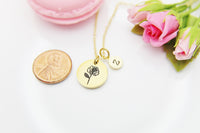 Rose Necklace, June Birth Flower Gift, Birthday Gift, Personalized, Christmas Gift, Appreciation Gift, Thank You Gift, N3830