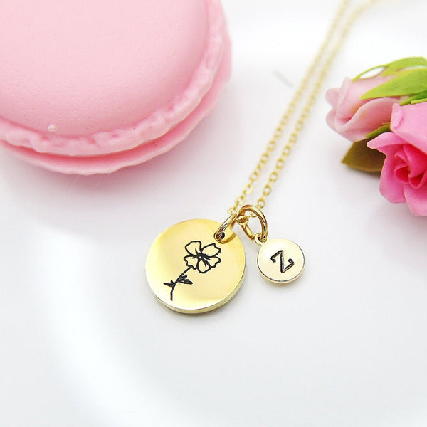 Poppy Necklace, August Birth Flower Gift, Birthday Gift, Personalized, Christmas Gift, Appreciation Gift, Thank You Gift, N3832