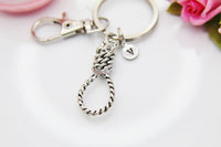 Halloween Keychain, Silver Lasso Keychain, Knot Charm, Rope Charm, Lasso Charm, Gothic Jewelry, Occult Jewelry, Halloween Gift, N3754
