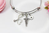 Stethoscope Heart Caduceus Bracelet, Graduation Gift, Personalized Gift, Christmas Gift, Appreciation Gift, Thank You Gift, N3757