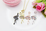 Rose Gold Ballet Dance Girl Necklace, Dance School Gift, Ballet School Gift, Ballet Gift, N3765