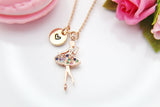 Rose Gold Ballet Dance Girl Necklace, Dance School Gift, Ballet School Gift, Ballet Gift, N3765