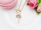 Rose Gold Ballet Dance Girl Necklace, Dance School Gift, Ballet School Gift, Ballet Gift, N3765