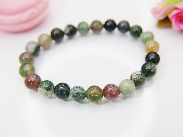 Indian Agate Bracelet, Natural Gemstone Jewelry, N3778