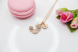 Mother's Day Necklace, Mother's Day Jewelry, Mother's Day Gift, Rose Gold Crab Necklace, Personalized Initial Necklace Gift, N3154