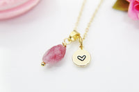 Tourmaline Necklace, Natural Gemstone Jewelry, N3786