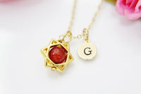 Red Carnelian Necklace, Natural Gemstone Jewelry, N3794