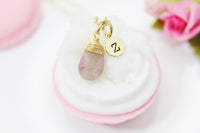 Rose Quartz Necklace, Natural Gemstone Jewelry N3846