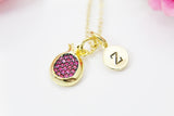 Pomegranate Necklace, Cubic Zirconia, Christmas Gift, Mentor Gift, Appreciation Gift, Thank You Gift, Secret Santa, Personalized,  N3799