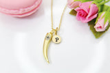 Italian Horn Necklace, Cubic Zirconia, Christmas Gift, Mentor Gift, Appreciation Gift, Thank You Gift, Secret Santa, Personalized,  N3800