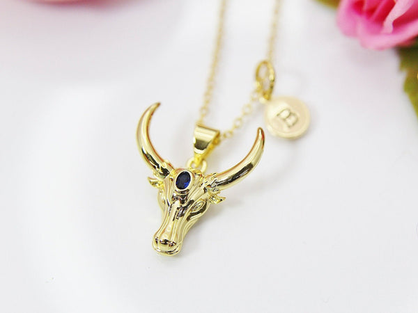 Longhorn Necklace, Cubic Zirconia, Christmas Gift, Mentor Gift, Appreciation Gift, Thank You Gift, Secret Santa, Personalized N3801