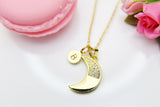 Gold Half Moon Necklace, Crescent Moon, Christmas Gift, Thank You Gift, Mom Gift, Aunt Gift, Sister Gift, Daughter Gift, Niece Gift,  N3850
