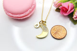 Gold Half Moon Necklace, Crescent Moon, Christmas Gift, Thank You Gift, Mom Gift, Aunt Gift, Sister Gift, Daughter Gift, Niece Gift,  N3850