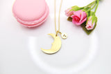 Gold Crescent Moon Necklace, Moon Face, Christmas Gift, Thank You Gift, Mom Gift, Aunt Gift, Sister Gift, Daughter Gift, Niece Gift, N3858