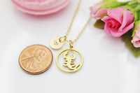 Gold Scorpion Necklace, Scorpio Gift, Christmas Gift, Thank You Gift, Mom Gift, Aunt Gift, Sister Gift, Daughter Gift, Niece Gift, N3868