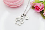 Paw Print Necklace, Stainless Steel Pet Lover Gift, N3871