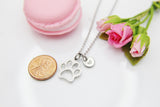 Paw Print Necklace, Stainless Steel Pet Lover Gift, N3871