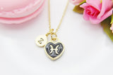 Gold Pisces Heart Charm Necklace, Constellations Option, Constellation Jewelry, N3818