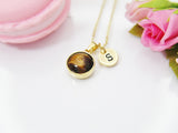 Tiger Eye Necklace, Gold Natural Tiger Eye Gemstone Jewelry, Birthstone Jewelry, Birthday Gift, Personalized Gift, Christmas Gift, N3837