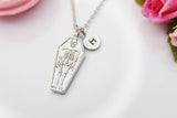 Best Halloween Gift for Best Friends, Girlfriends, Sister, Soul Sisters, Daughter, Silver Coffin Skeleton Necklace, Personalized Gift, N3880