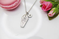 Best Halloween Gift for Best Friends, Girlfriends, Sister, Soul Sisters, Daughter, Silver Coffin Skeleton Necklace, Personalized Gift, N3880