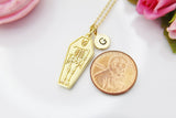 Best Halloween Gift for Best Friends, Girlfriends, Sister, Soul Sisters, Daughter, Gold Coffin Skeleton Necklace, Personalized Gift, N3881