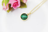 Gold Malachite Necklace, Natural Gemstone Jewelry N3897