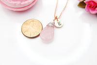 Rose Quartz Necklace, Natural Rose Quartz Gemstone Jewelry N3902