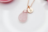 Rose Quartz Necklace, Natural Rose Quartz Gemstone Jewelry N3902