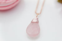 Rose Quartz Necklace, Natural Rose Quartz Gemstone Jewelry N3903