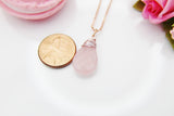 Rose Quartz Necklace, Natural Rose Quartz Gemstone Jewelry N3903