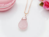 Rose Quartz Necklace, Natural Rose Quartz Gemstone Jewelry N3903