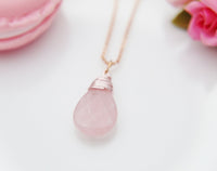 Rose Quartz Necklace, Natural Rose Quartz Gemstone Jewelry N3903