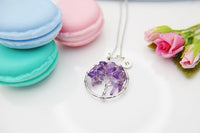 Amethyst Necklace, Tree Necklace, Natural Gemstone Jewelry, N3906