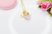 Rose Quartz Necklace, Natural Gemstone Jewelry N3847