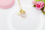 Rose Quartz Necklace, Natural Gemstone Jewelry N3847