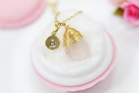 Rose Quartz Necklace, Natural Gemstone Jewelry N3847