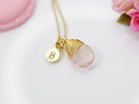 Rose Quartz Necklace, Natural Gemstone Jewelry N3847