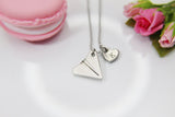 Paper Airplane Necklace, Personalized Heart Charm, Traveler Gift