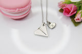 Paper Airplane Necklace, Personalized Heart Charm, Traveler Gift