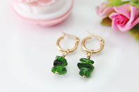 Diopside Earrings, Natural Gemstone Jewelry N3952