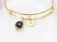 Snowflake Obsidian Bracelet, Natural Gemstone Jewelry N3955