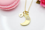 Gold Half Moon Necklace, Crescent Moon, Christmas Gift, Thank You Gift, Mom Gift, Aunt Gift, Sister Gift, Daughter Gift, Niece Gift,  N3850